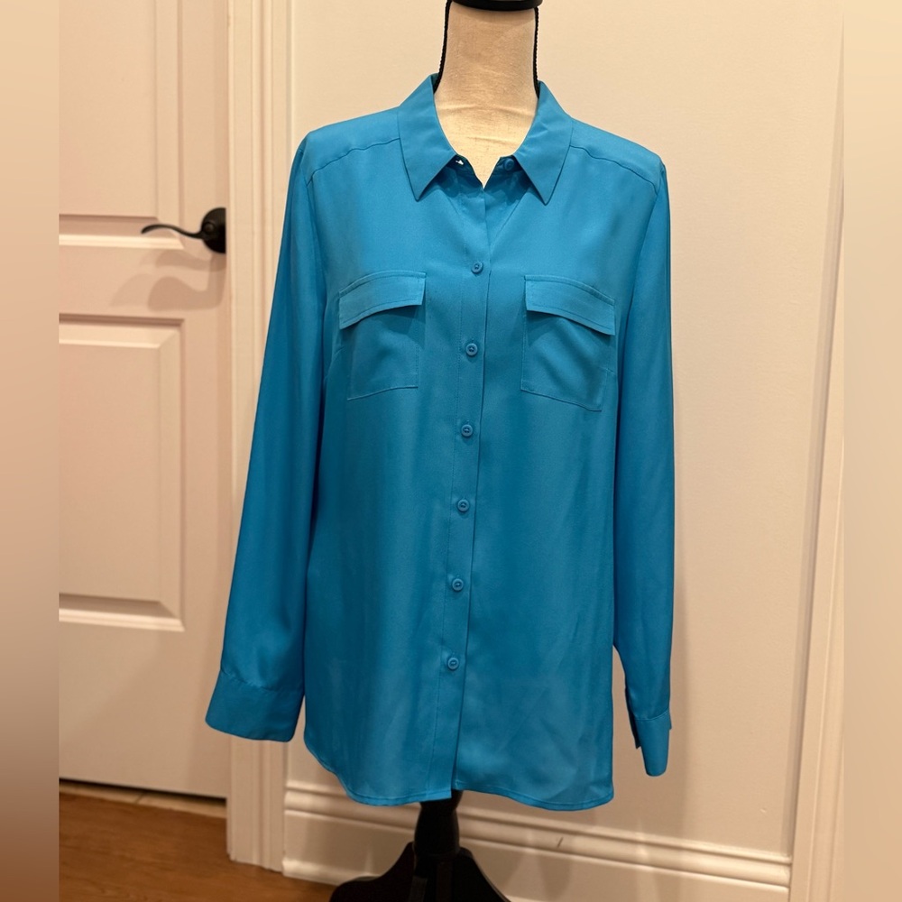 Ann Taylor Blue Relaxed Button Down Shirt